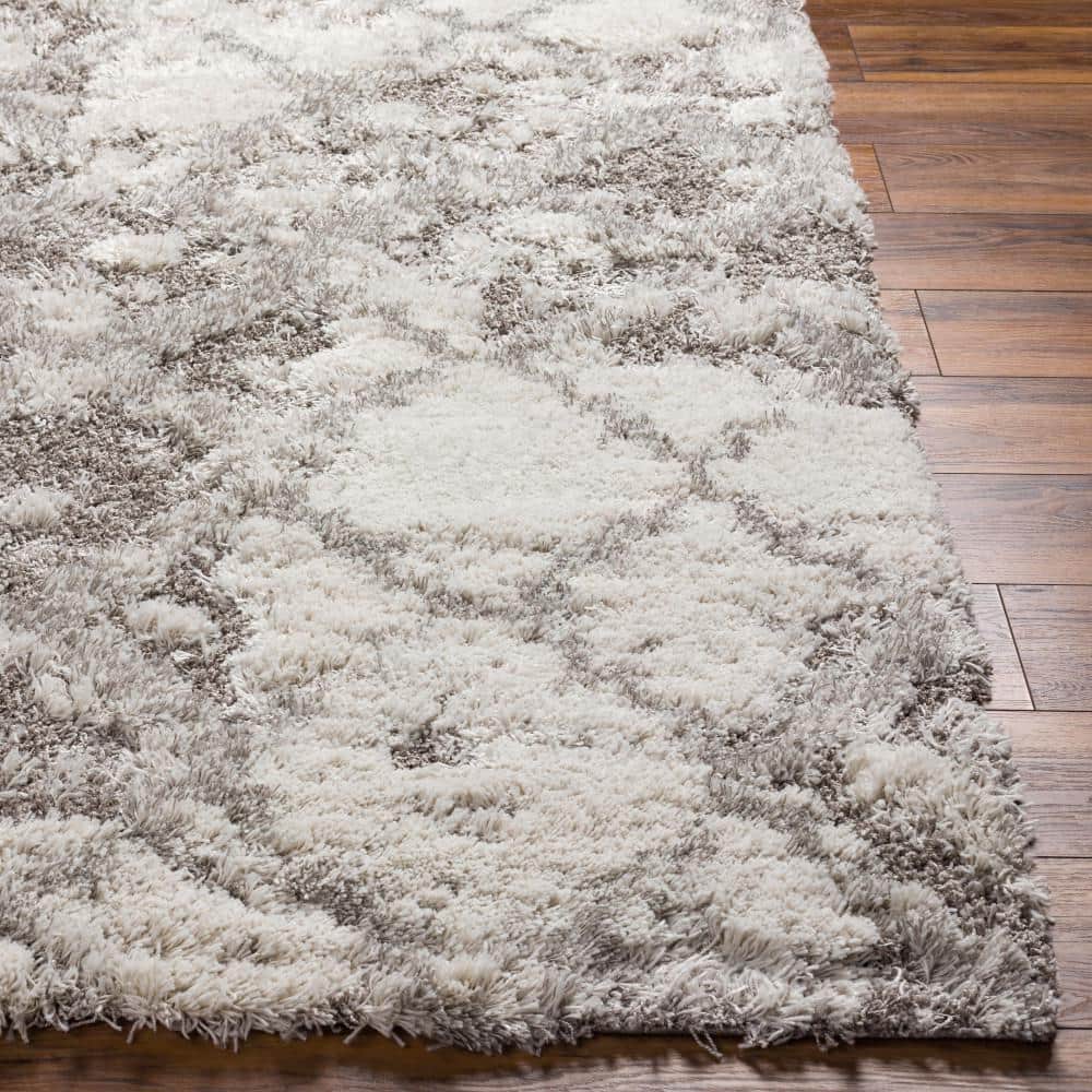 Handmade Rectangular Gray Shag Synthetic Area Rug