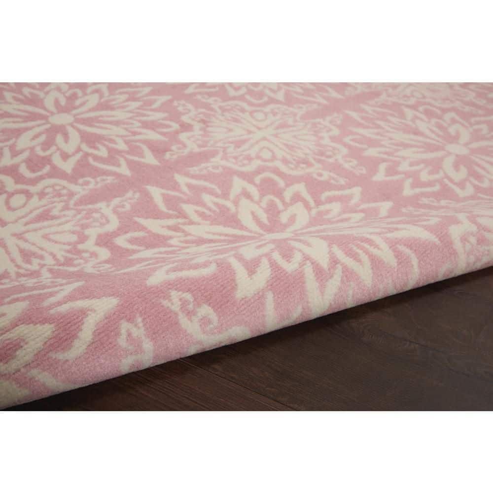 Ivory and Pink Floral Synthetic 5' x 7' Area Rug