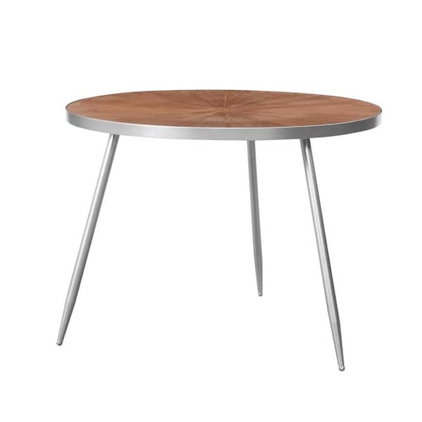 Unbranded Mid-Century Modern 23.5 in. Silver Round End Table