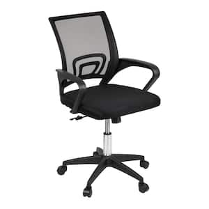 Mesh Swivel Ergonomic Office Chair Wheels, Height Adjustable, Desk Chair in Black, 23 in. L x 21 in. W x 34.25-38 in. H