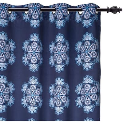 Blackout Curtains Thermal Insulated Light Blocking Grommets Curtain , Snowflake 52 in. W x 84 in. L (2-Panel)