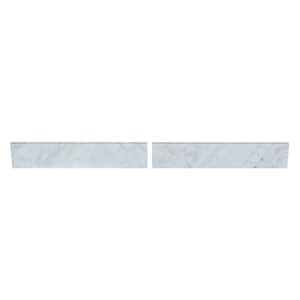 49 in. W Marble Natural Carrara Vanity Backsplash (2-Pieces)