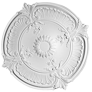 European Collection 27-9/16 in. x 2-9/16 in. Floral and Acanthus Leaves Polyurethane Ceiling Medallion