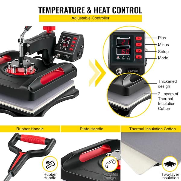 VEVOR Heat Press Machine, 6 in 1 Combo Digital Heat Transfer Machine