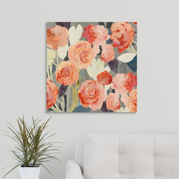 Buy Pastel Peach Dahlia Flower Square Wall Art Print
