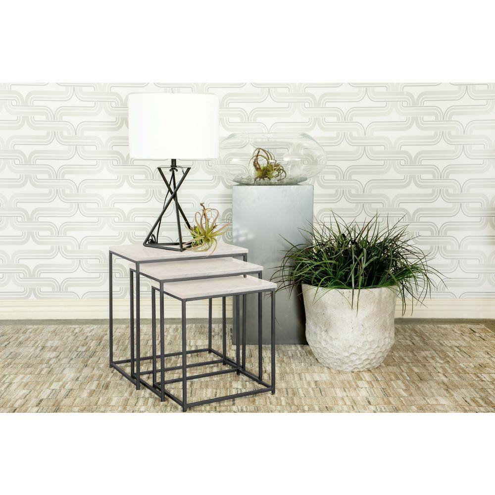 Medora White Marble and Gunmetal Nesting Tables
