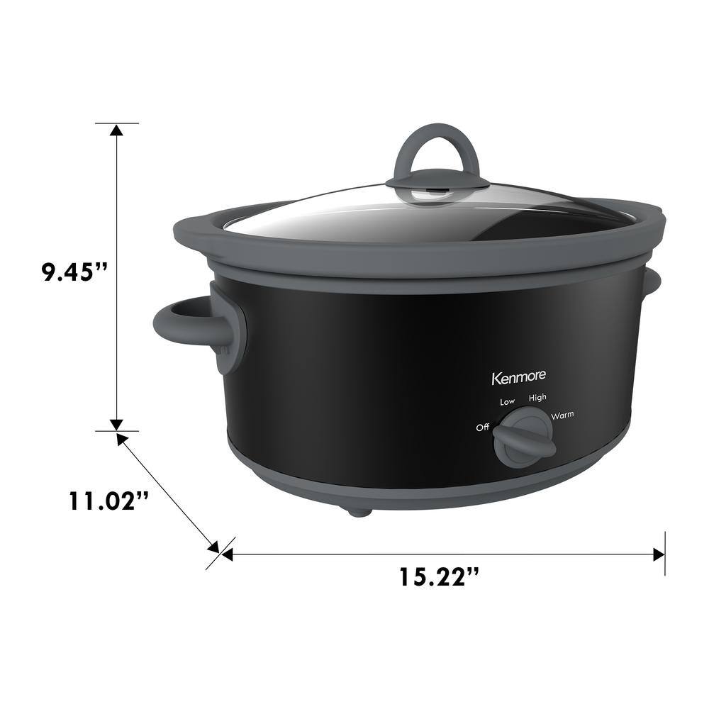 Easy Dial 5-Quart Black Ceramic Slow Cooker with Tempered Glass Lid