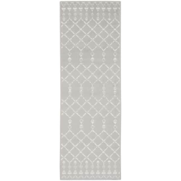 2 ft. x 8 ft. White Moroccan Washable Area Rug Runner Rug