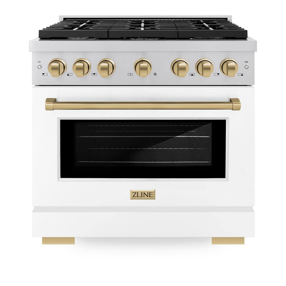 Autograph Edition 36 in. 6-Burner Gas Range with Convection Oven in Stainless Steel, White Matte and Champagne Bronze price history on PriceWatchPro