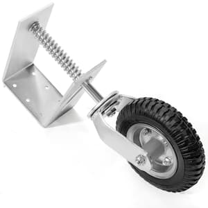 8 in. Silver Heavy-Duty Spring-Loaded Gate Caster with Adjustable Bracket and 200 lbs. Load Rating