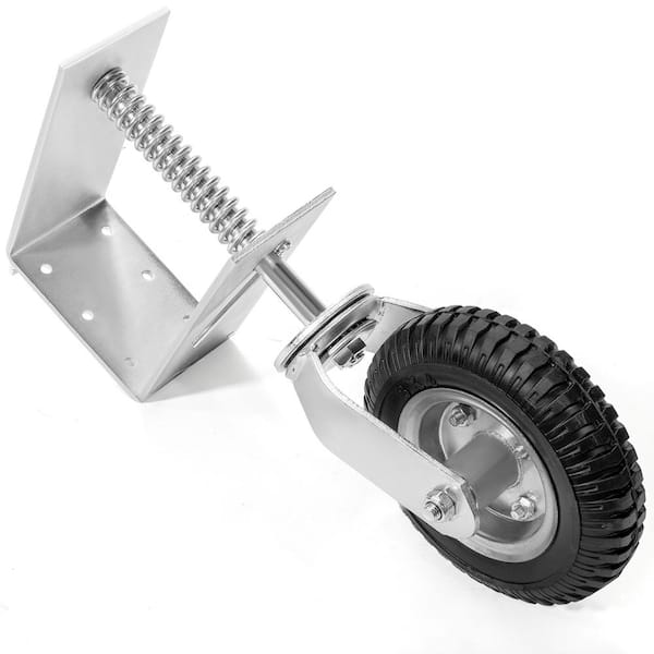 STARK USA 8 in. Heavy-Duty Spring-loaded Gate Caster with Adjustable Bracket and 200 lbs. Load Rating in Silver