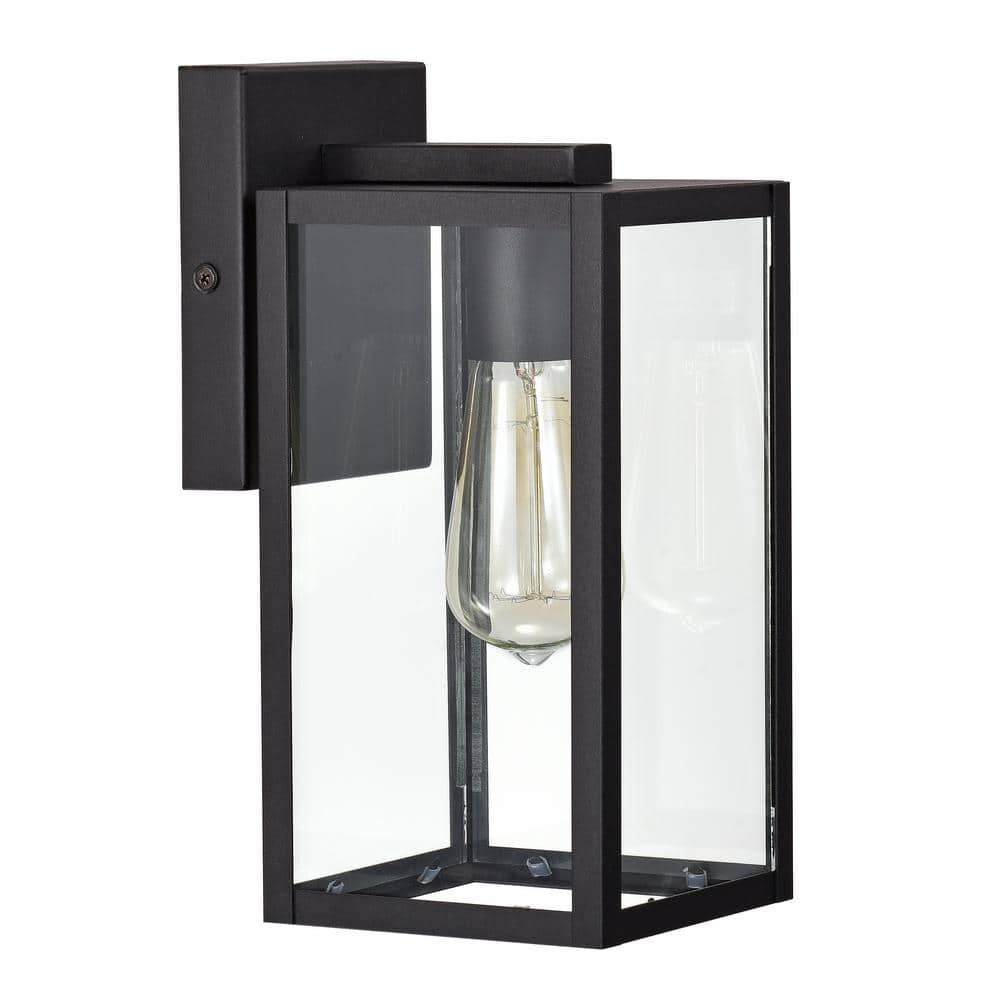 1-Light Black Hardwired Outdoor Wall Lantern Sconce Porch Light With Clear Glass price history on PriceWatchPro