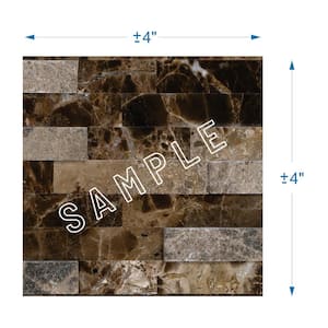 Bengal Brown 4 in. x 4 in. Stone Self-Adhesive Wall Mosaic Tile Sample