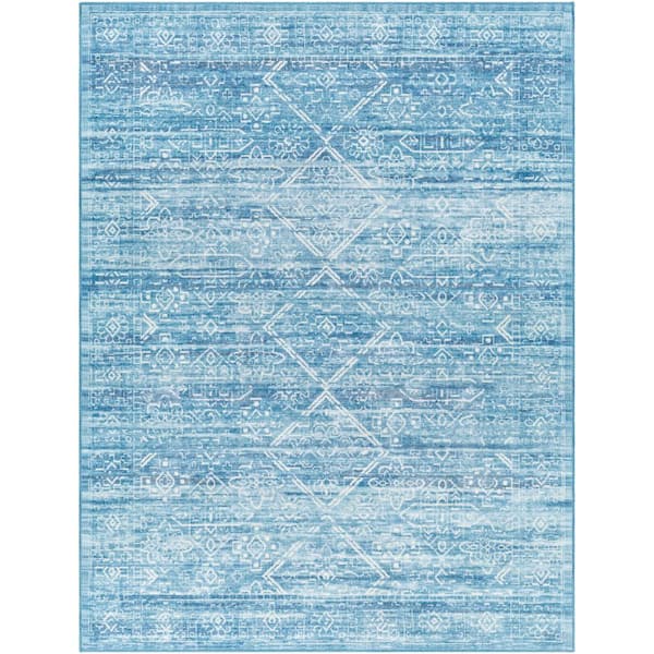 Livabliss Hera Blue 7 ft. x 9 ft. Bohemian Indoor Machine-Washable  Area Rug