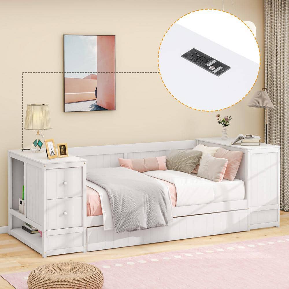Reviews for Qualler White Twin Size Daybed with Trundle and