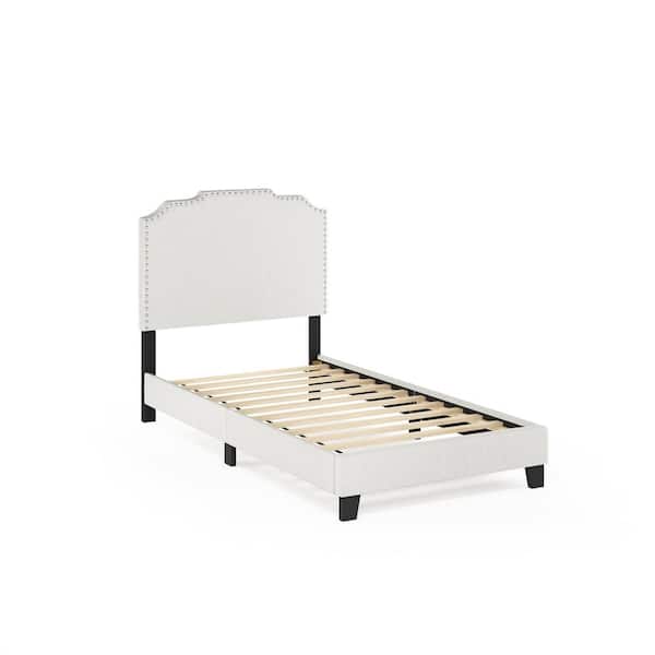 Nadia Twin Linen Nailhead Trim Bed Frame