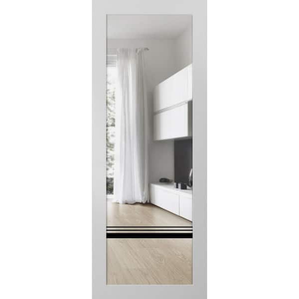 42 in. x 44 in. Solid Wood Clear glass White Interior Door Slab