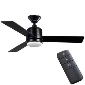 Castlegate 44 in. Indoor Integrated LED Matte Black Ceiling Fan with 3 Reversible Blades, Light Kit and Remote Control
