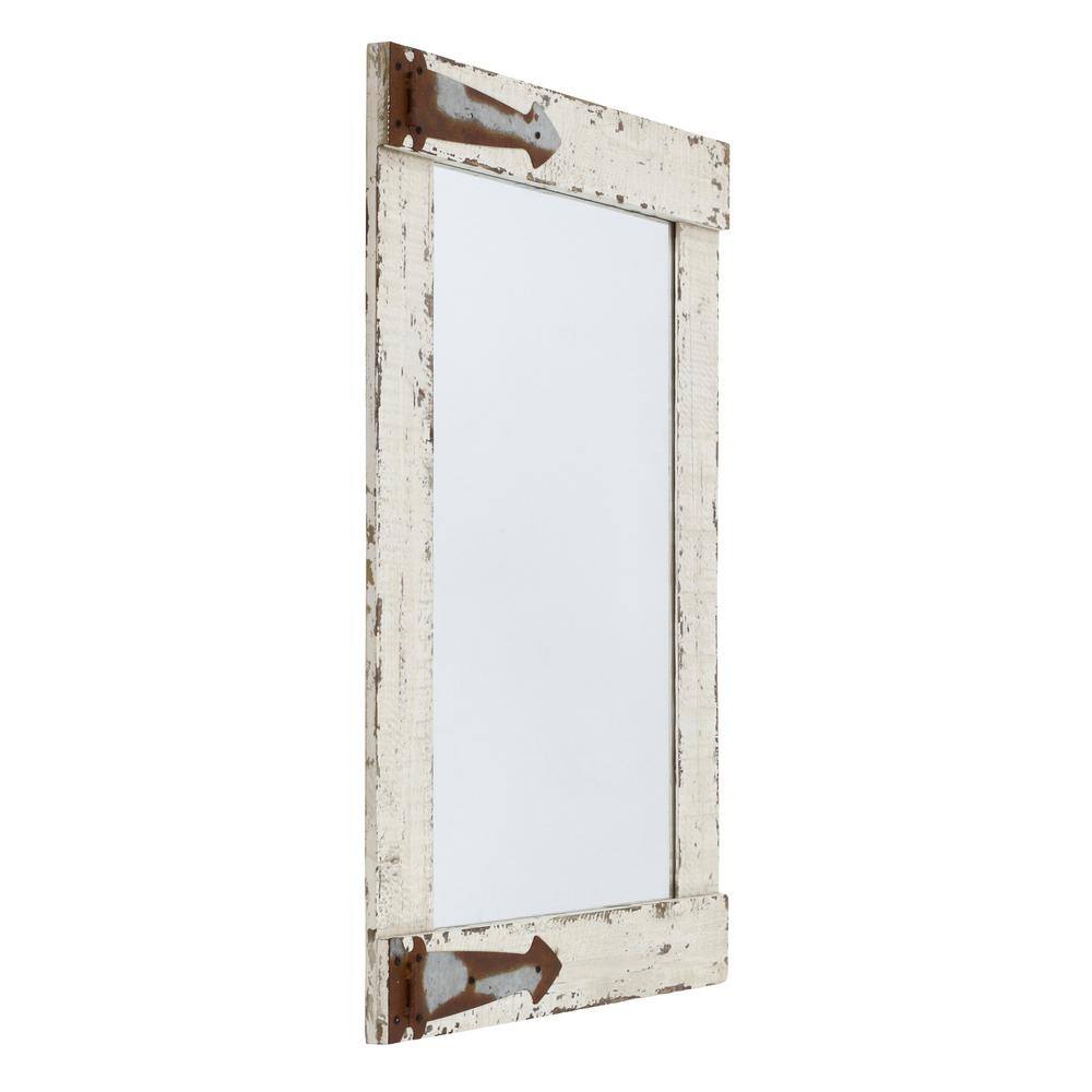 Distressed White Rustic Farmhouse 30" x 22" Wooden Wall Mirror