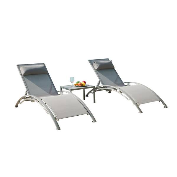 cenadinz Grey Pool Lounge Chairs Adjustable Aluminum Outdoor