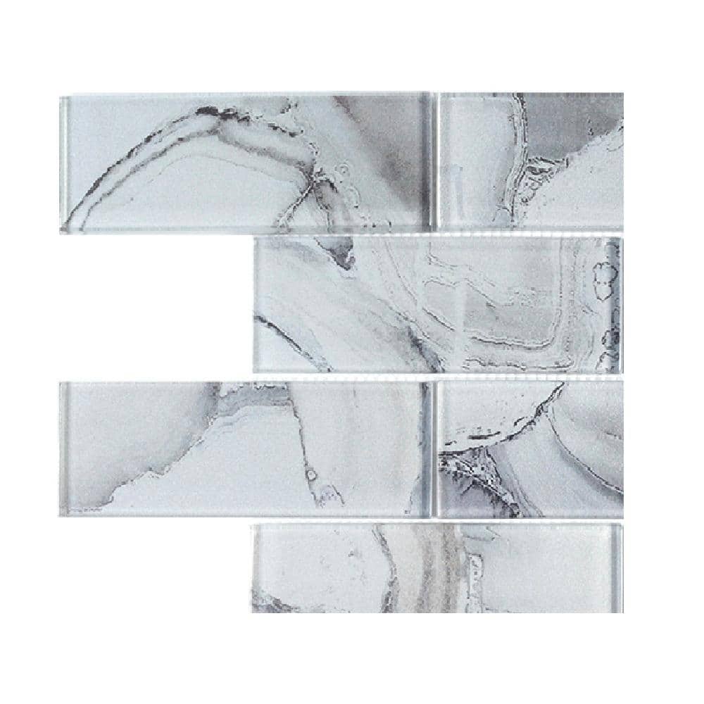 Jeffrey Court Take Home Tile Sample - Geode Brick Gray 4.5 in. x 4.5 in ...