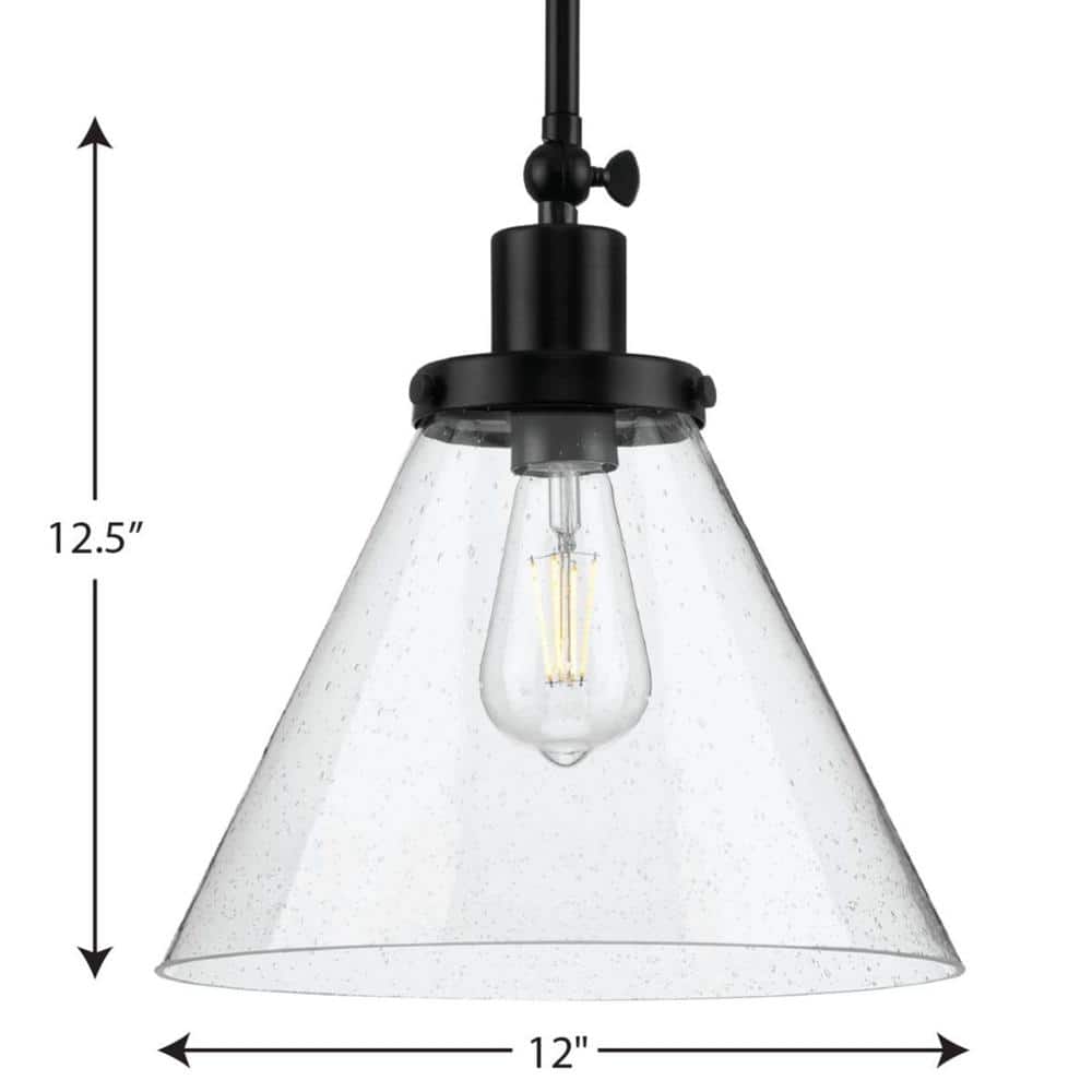 Hinton 12'' Matte Black and Clear Glass Pendant Light
