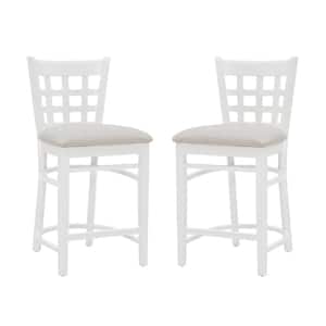 Sedran 37.75 in. H White wood frame Counter stool Upholstered Seat (set of 2)