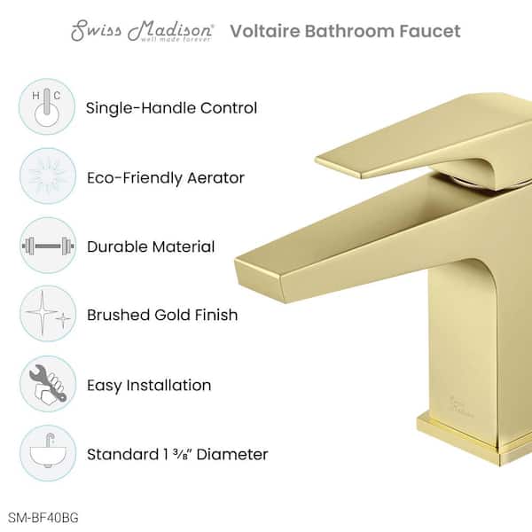 Voltaire Single-Handle Single-Hole Bathroom Faucet in Brushed Gold