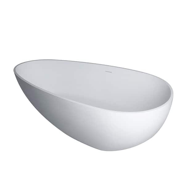 OLUMAT 66.88 in. x 33.5 in. Soaking Bathtub with Center Drain in White
