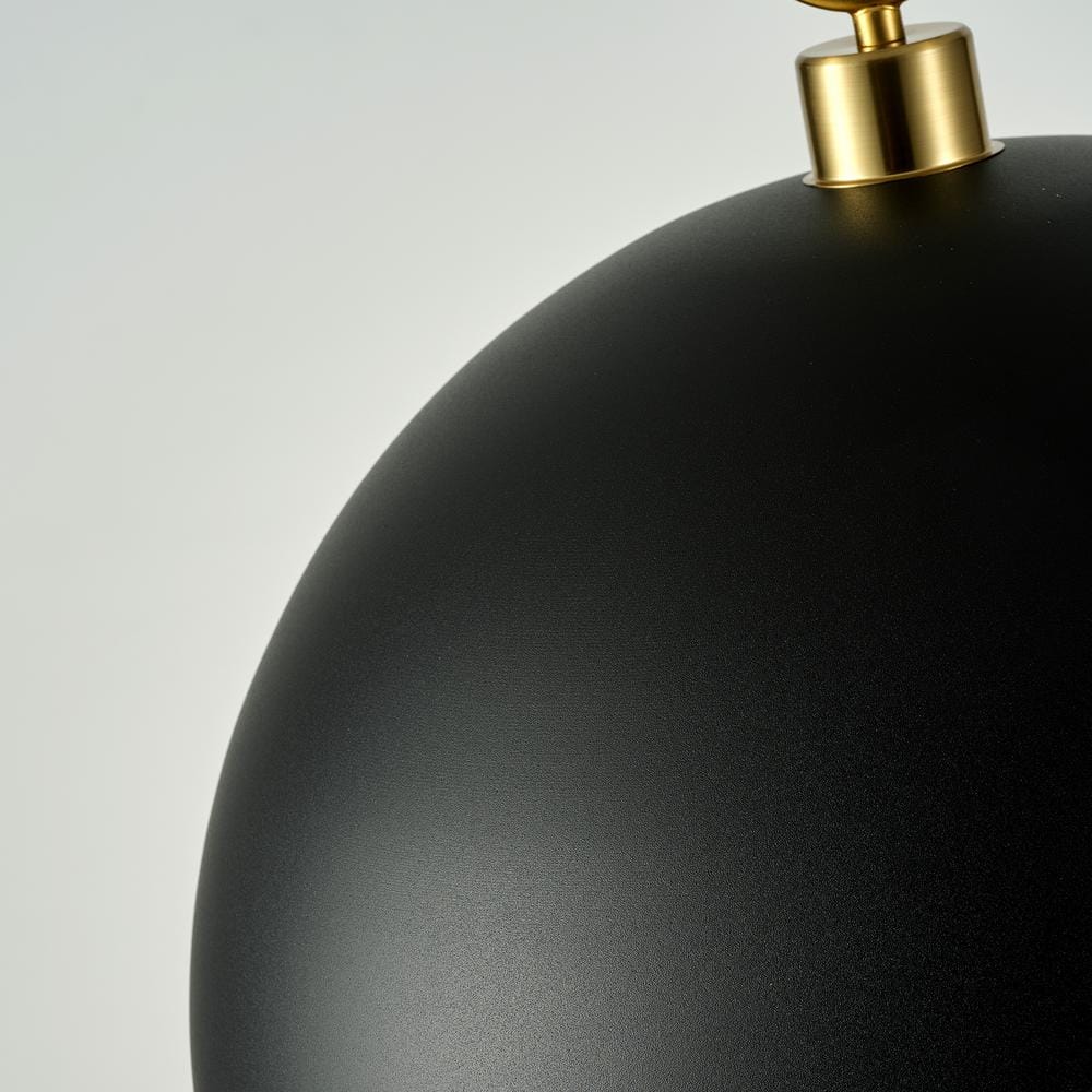 Large Black and Gold Metal Dome Pendant Light for Kitchen Island