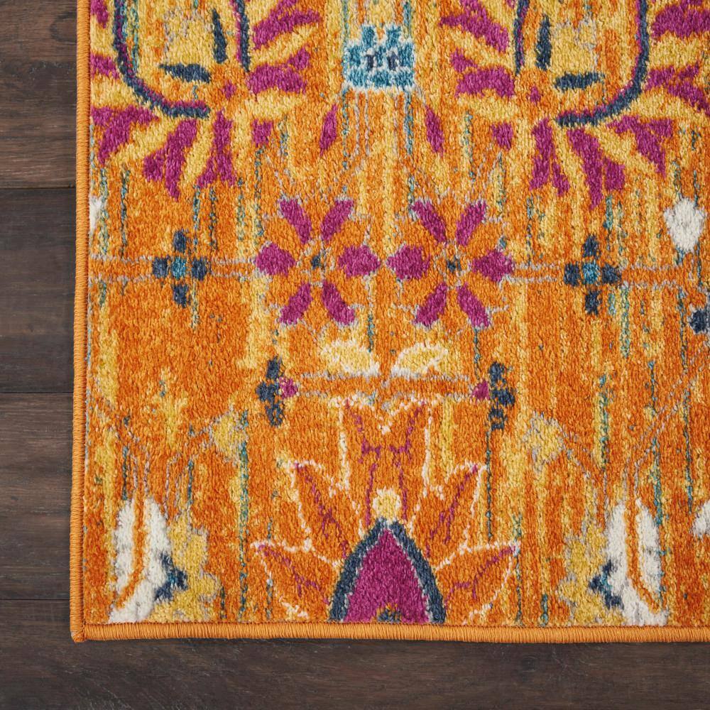 Sunburst Floral Bliss 9' x 12' Easy-Care Synthetic Area Rug