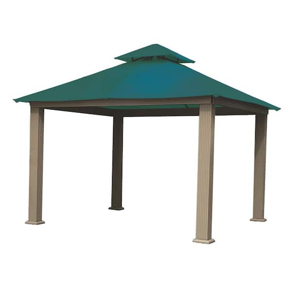 Unbranded 14 ft. x 14 ft. ACACIA Aluminum Gazebo with Teal Canopy