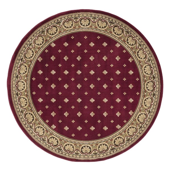 Concord Global Trading Ankara Pin Dot Red 5 ft. Round Area Rug