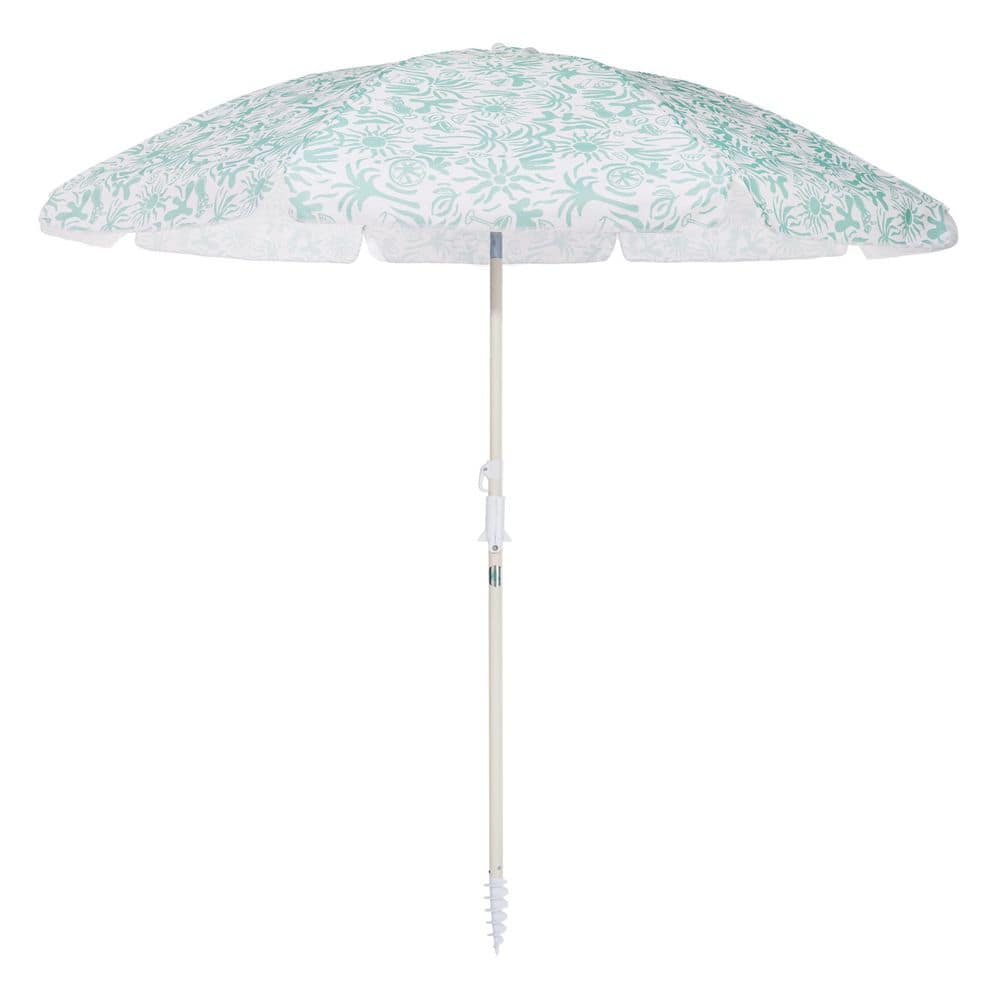 Umbrella diameter 6' 6 ft. fiberglass Beach UPF 50+ Patio Umbrella 84in tall White Green price history on PriceWatchPro
