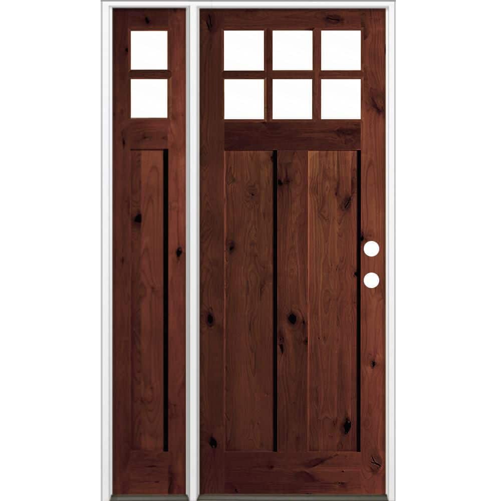 56 in. x 96 in. Knotty Alder Left-Hand/Inswing 6-Lite Beveled Clear Glass Red Mahogany Stain Wood Prehung Front Door LSL price history on PriceWatchPro
