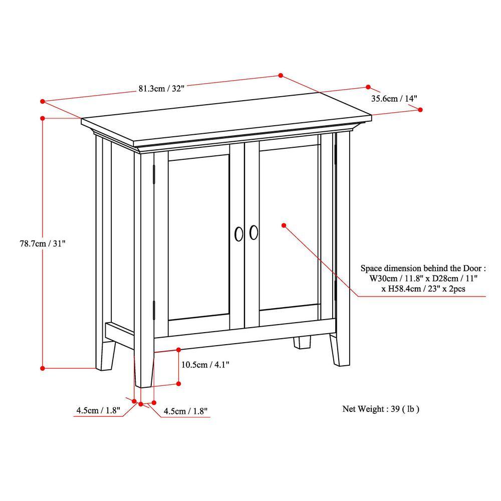 Redmond White Solid Wood Freestanding Office Cabinet with Adjustable Shelving
