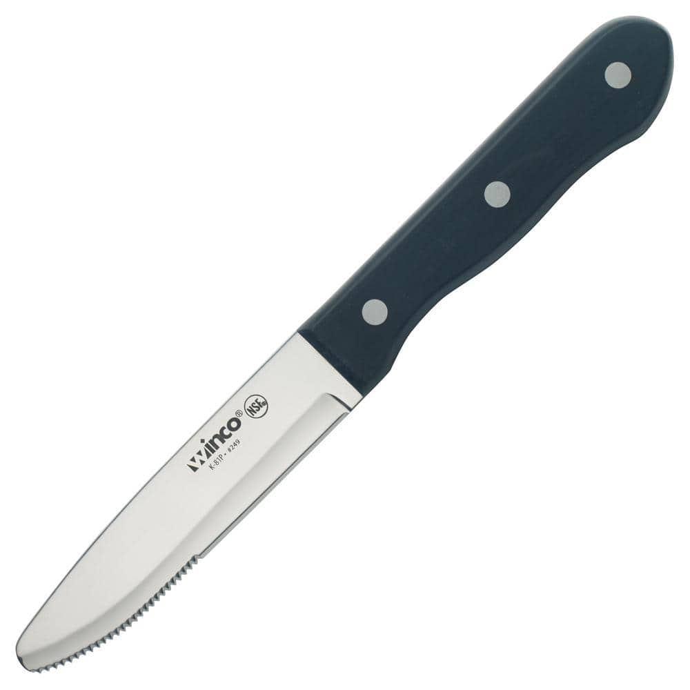 Winco 4.375 in. Stainless Steel Full Tang Jumbo Steak Knives with Round ...