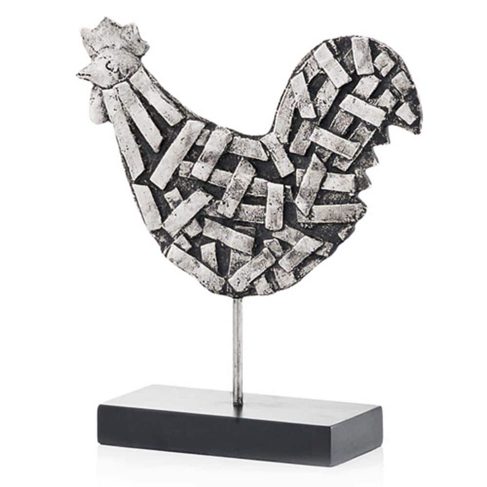Rosemary Irregular Shape Metal Silver and Black Strap Rooster Sculpture price history on PriceWatchPro