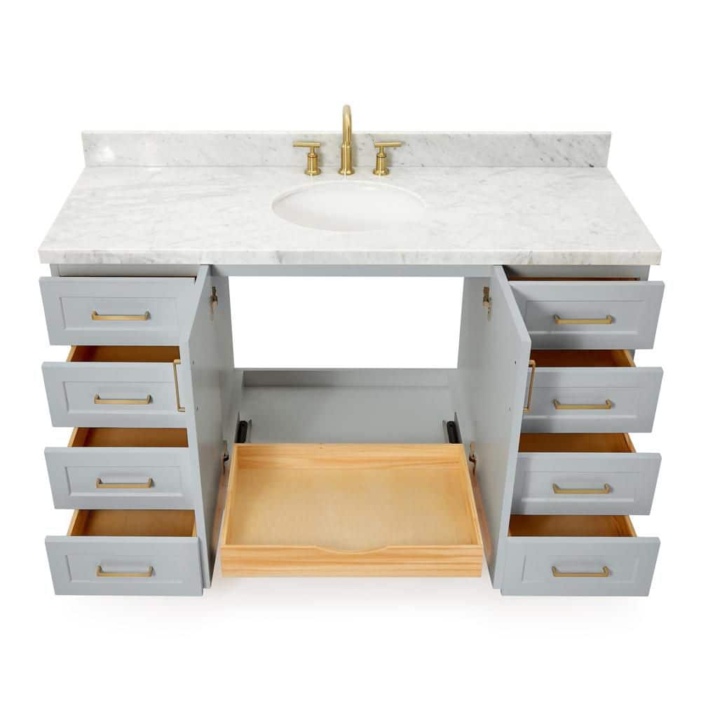 Taylor 61" Gray Freestanding Bath Vanity with Carrara Marble Top