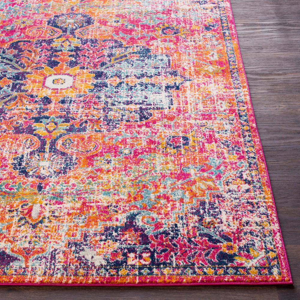 Burnt Orange Vintage Medallion Area Rug, 5'3" x 7'3", Synthetic