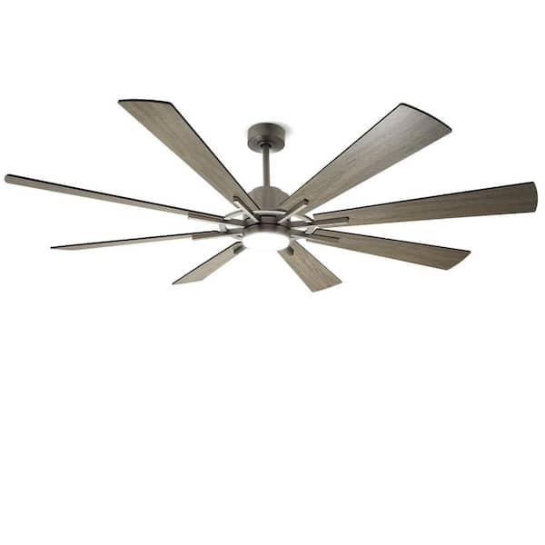 Depuley 72 in. Integrated LED Indoor Wood 8 Blades Large Ceiling Fan with Light and Remote