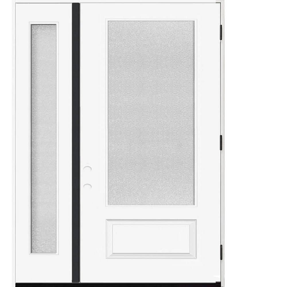 Palisade 53 in. x 80 in. 3/4L MicroGranite Impact Glass LHOS Unfinished Fiberglass Prehung Front Door w/14in. SL6-9/16 price history on PriceWatchPro
