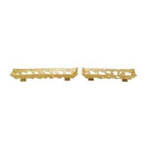 Gold Aluminum Decorative Tray (Set of 2)