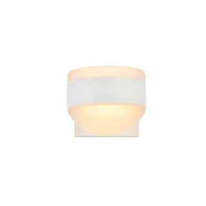 Timeless Home 1-Light Round White LED Outdoor Wall Sconce
