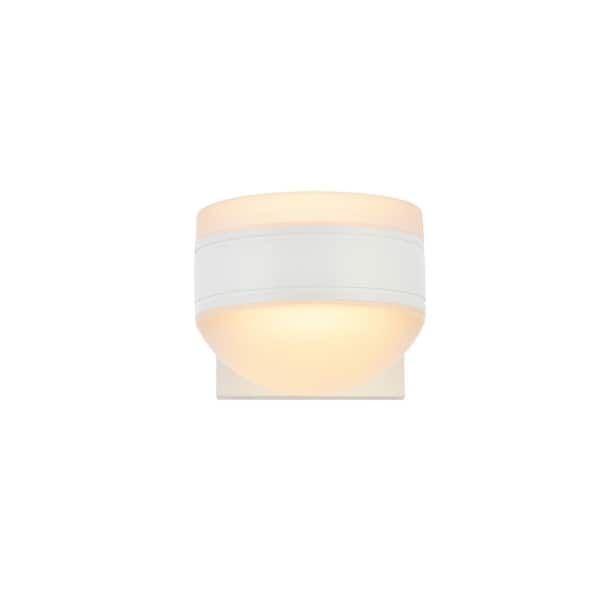 Unbranded Timeless Home 1-Light Round White LED Outdoor Wall Sconce