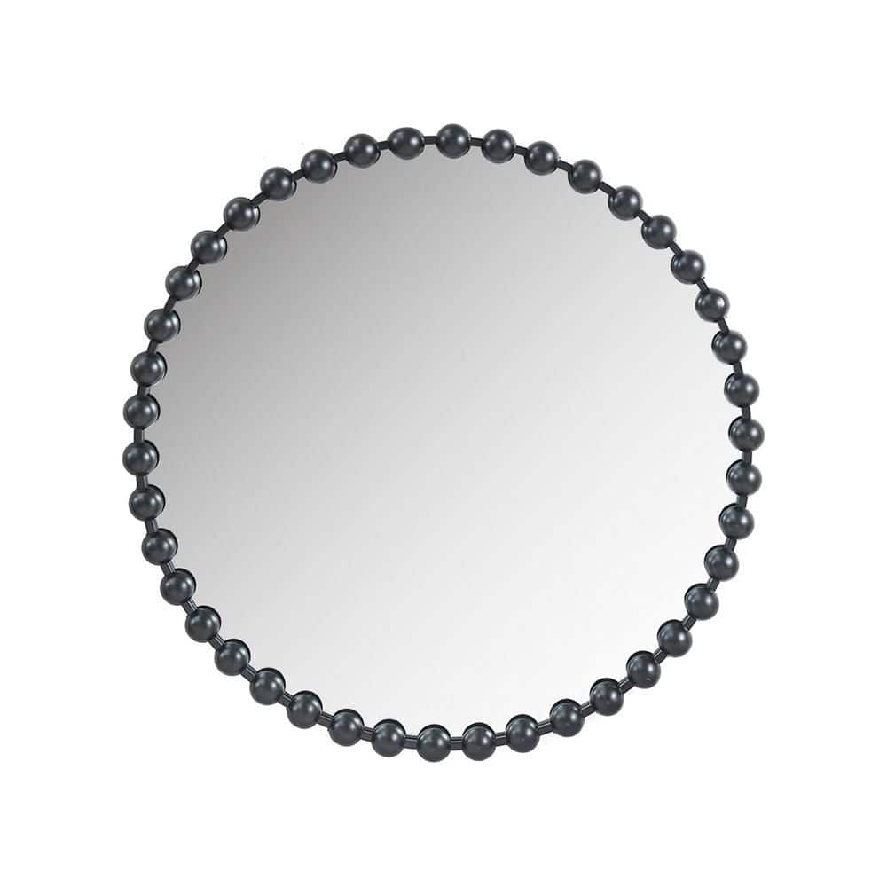 Black 36 in. W x 36 in. H Art Deco Round MDF Framed Mirror Wall Mirror Wall