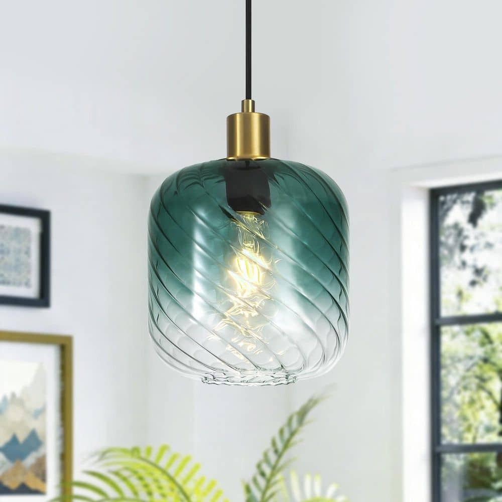 Merbotin Rayhome 8.66 in. 1-Light Natural Modern Gradient Green