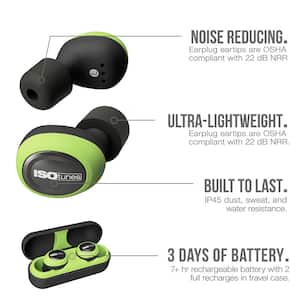 FREE Bluetooth Hearing Protection Earbuds, 22 dB Noise Reduction Rating, OSHA Compliant Ear Protection (Green)