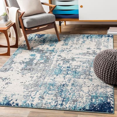 5' x 7'6 Bright Blue/Cream Artistic Weavers Paadini Printed Abstract Area Rug 