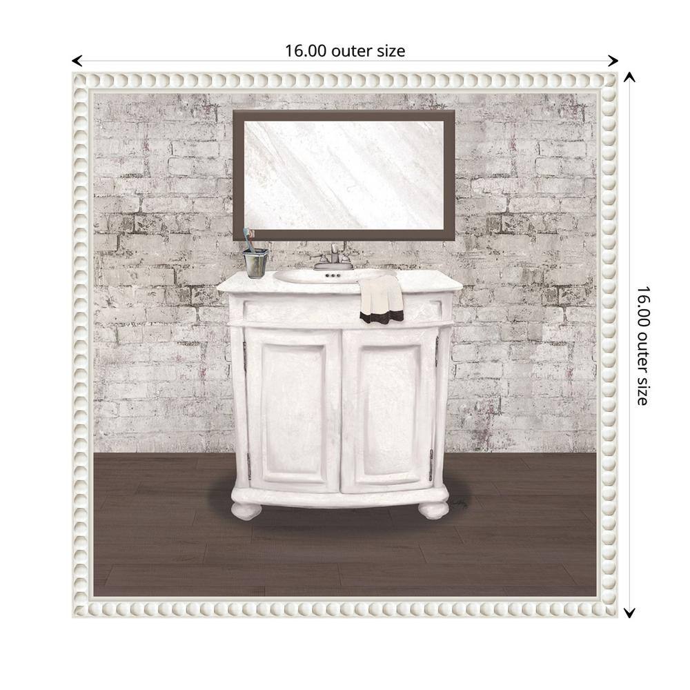 Brick Bath II White Canvas Wall Art with Beaded Frame